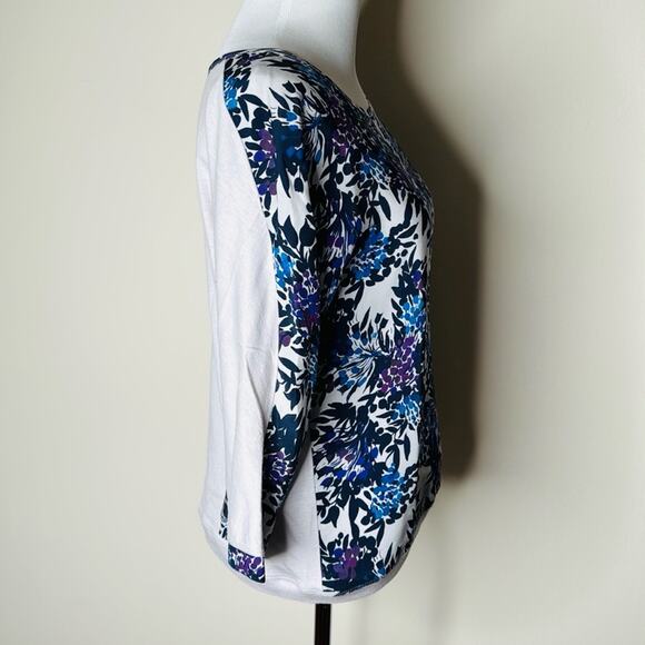 Jigsaw Navy and Purple Floral Silk Tee - Picture 3 of 5